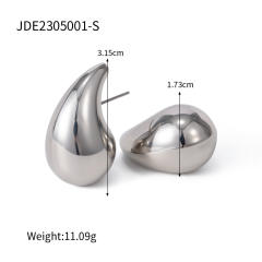 18K hot sale chunky ball teardrop stainless steel earrings