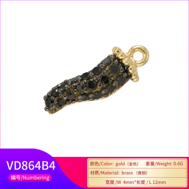 Delicate colorful cubic zircon chilli pendant diy jewelry