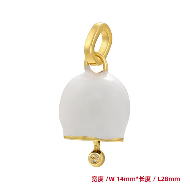 Candy color enamel cute bell copper pendant diy jewelry