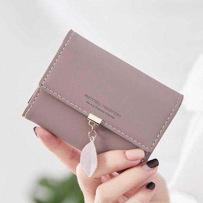 Concise leaf buckle PU leather women wallet