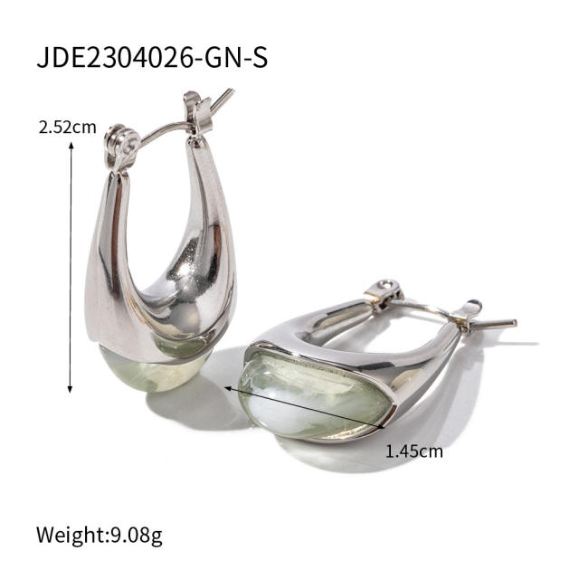 18K resin stainless steel U shape huggie earrings