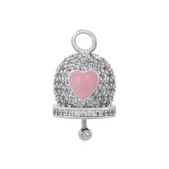 Color enamel heart diamond bell copper pendant diy jewelry