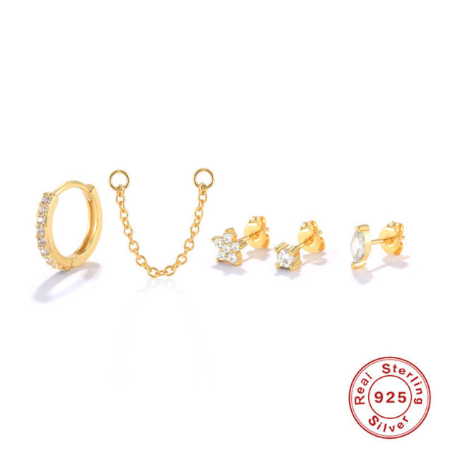 925 sterling silver cubic zircon cartilage earrings set