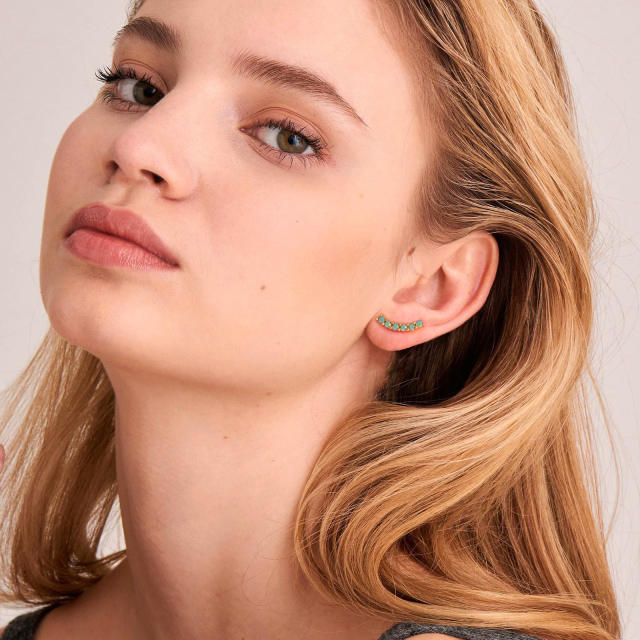 Hot sale summer turquoise copper huggie earrings