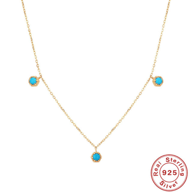 925 sterling silver tiny turquoise statement dainty necklace