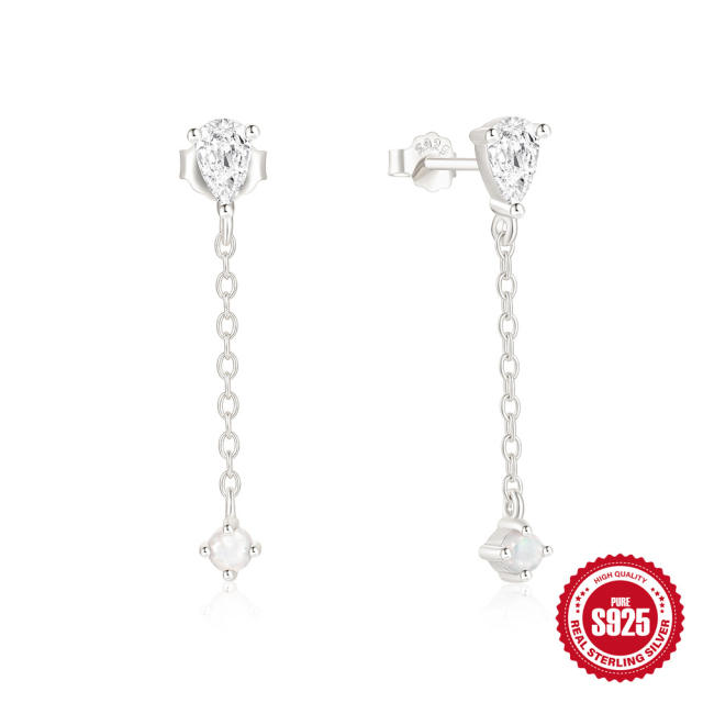 925 sterling silver opal stone delicate earrings