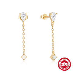 925 sterling silver opal stone delicate earrings