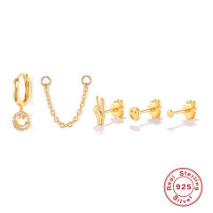 925 sterling silver cubic zircon cartilage earrings set