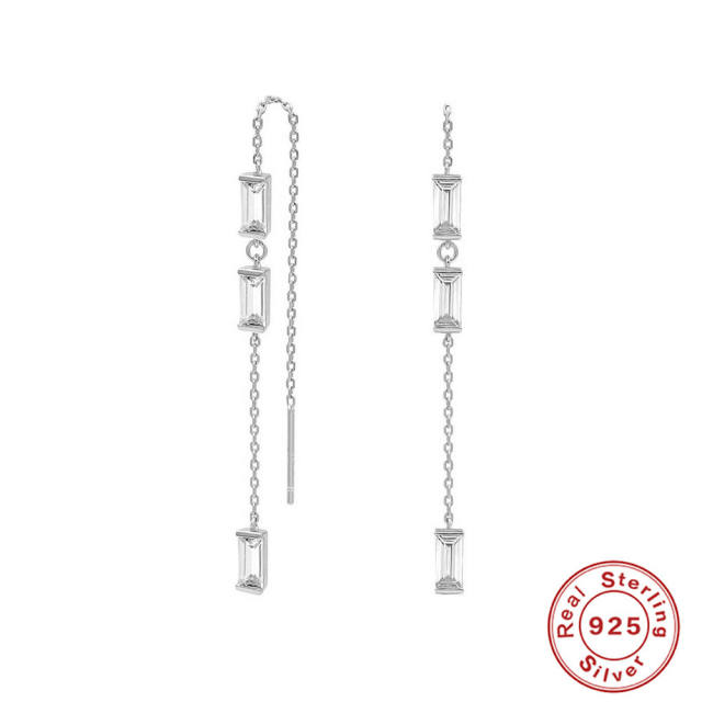 925 sterling silver diamond cubic zircon long earrings