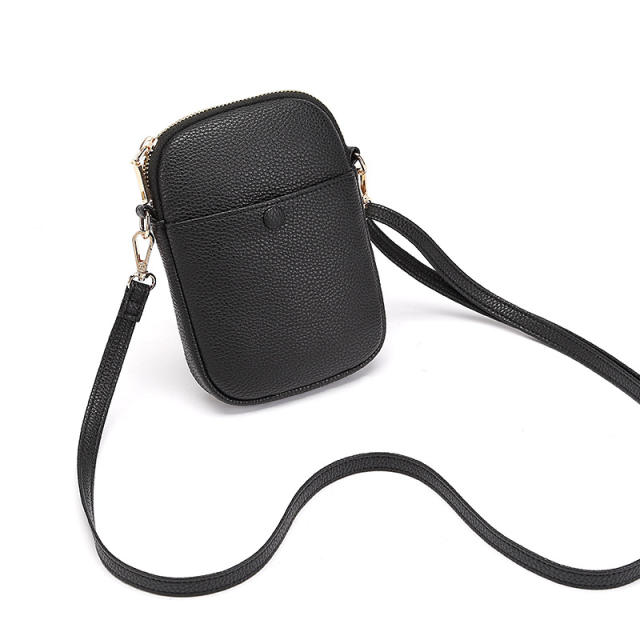 Cute colorful solid color PU leather mini crossbody bag