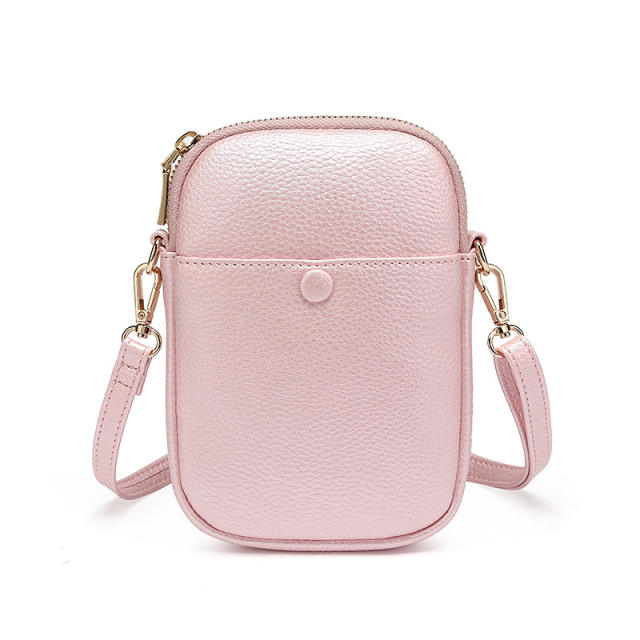 Cute colorful solid color PU leather mini crossbody bag