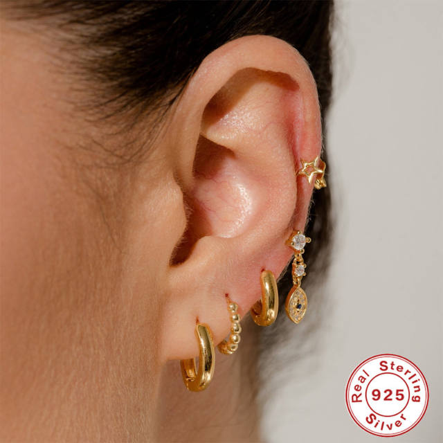 925 sterling silver diamond evil eye cartilage earrings