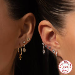 925 sterling silver diamond evil eye cartilage earrings