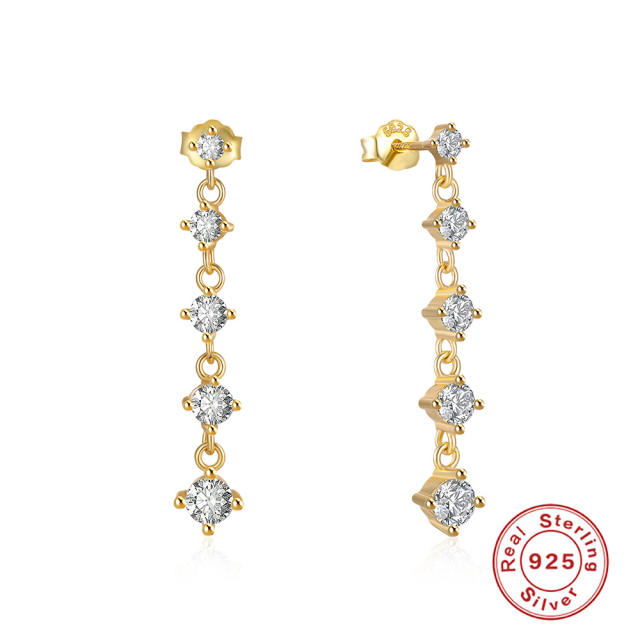 925 sterling silver diamond cubic zircon long earrings