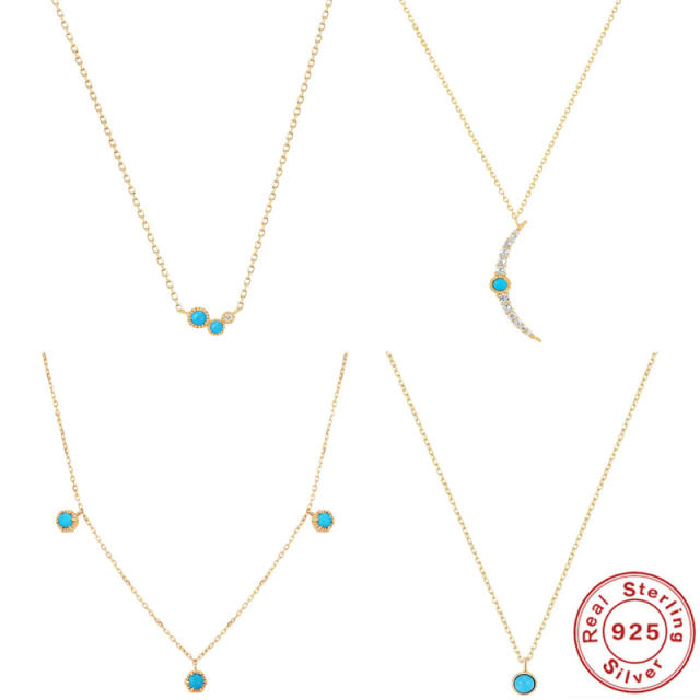 925 sterling silver tiny turquoise statement dainty necklace
