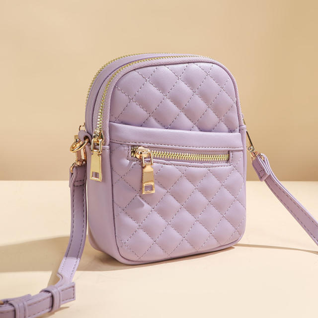 Summer classic quilted pattern PU leather small crossbody bag