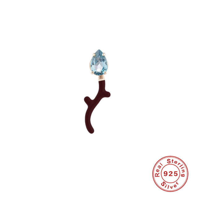 925 sterling silver color enamel snake design cubic zircon earrings jacket earrings 1pcs price