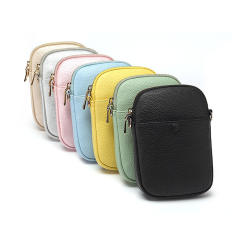 Cute colorful solid color PU leather mini crossbody bag