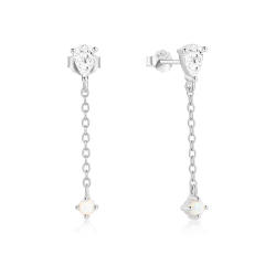 925 sterling silver opal stone delicate earrings