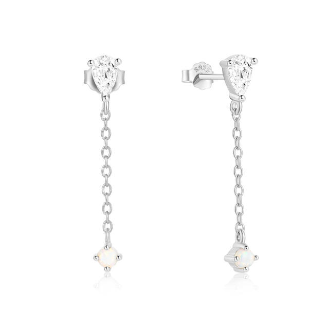 925 sterling silver opal stone delicate earrings