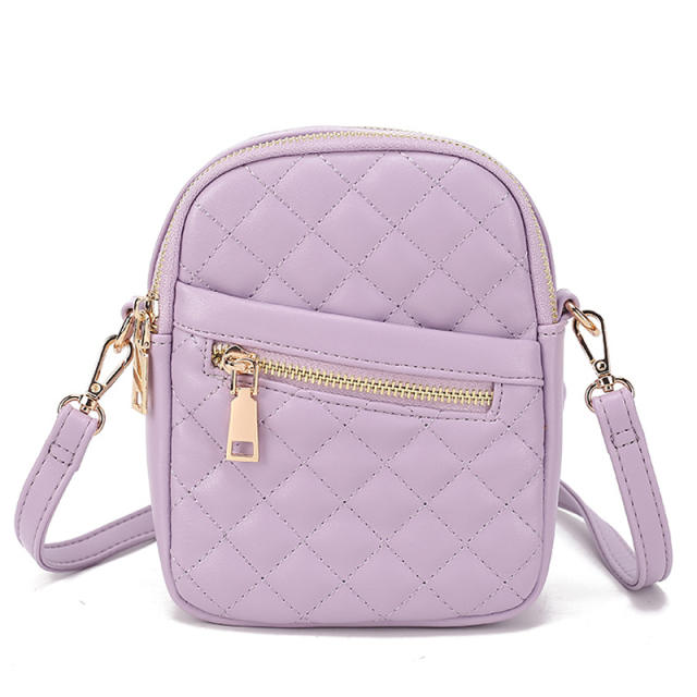 Summer classic quilted pattern PU leather small crossbody bag