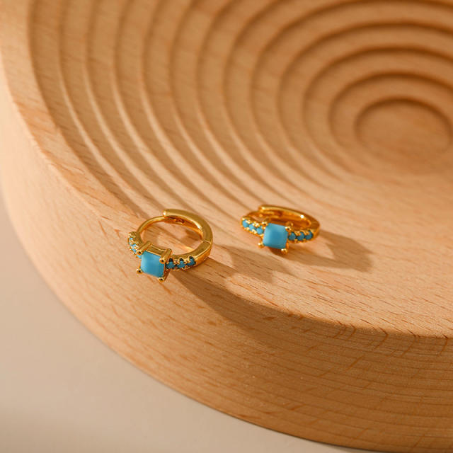Hot sale summer turquoise copper huggie earrings