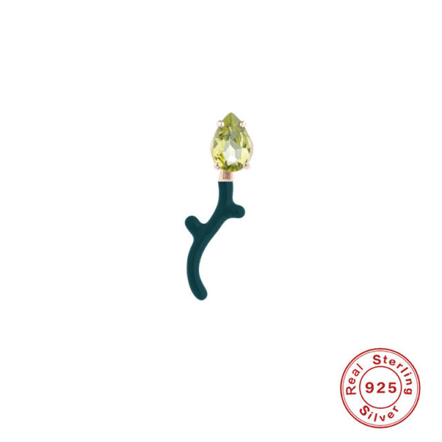 925 sterling silver color enamel snake design cubic zircon earrings jacket earrings 1pcs price