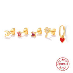 925 sterling silver cubic zircon cartilage earrings set