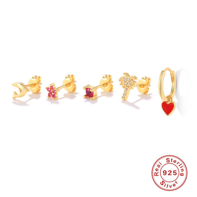 925 sterling silver cubic zircon cartilage earrings set