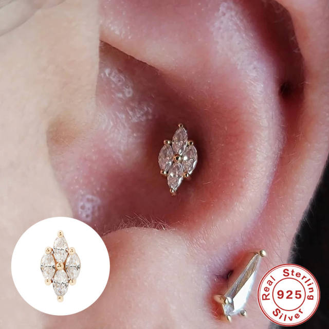 925 sterling silver diamond cartilage earrings piercing earrings 1pcs price