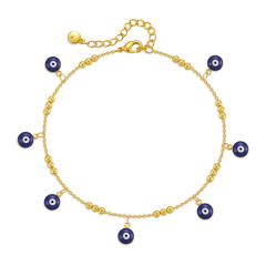 18K real gold plated enamel evil eye charm copper anklet