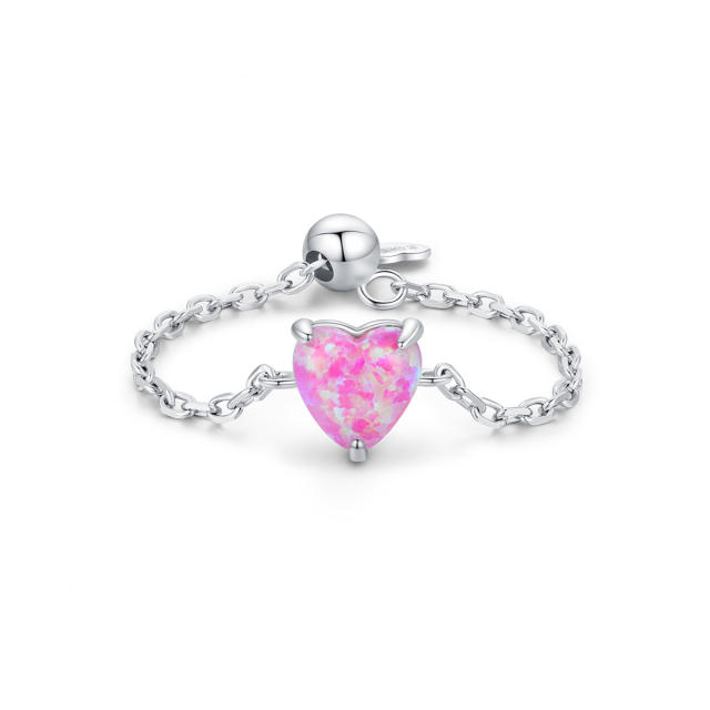 925 sterling silver colorful opal stone adjustable rings