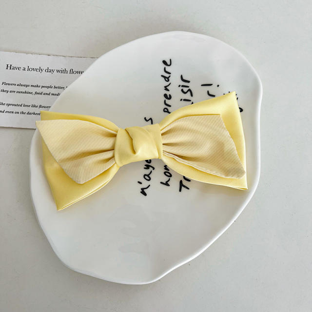 Sweet plain yellow color bow headband hair clips