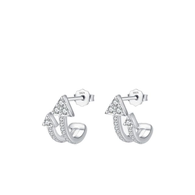 925 sterling silver diamond arrow chic studs earrings