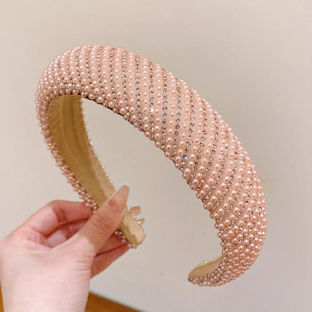 Korean fashion baroque beaded padded headband