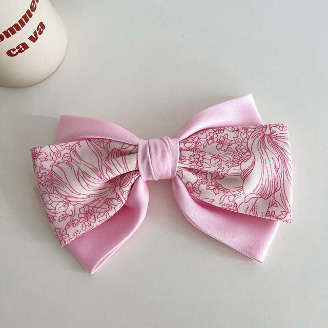 Sweet bow two layer large size french barrette hair clips