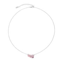 Y2K color enamel geometric shape dainty copper necklace