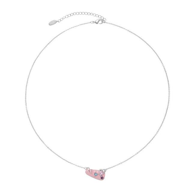 Y2K color enamel geometric shape dainty copper necklace