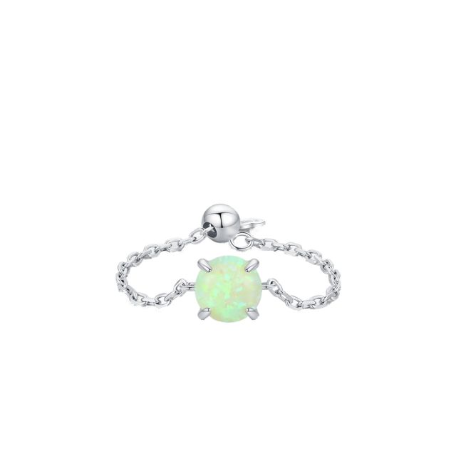925 sterling silver colorful opal stone adjustable rings