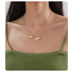 Y2K color enamel geometric shape dainty copper necklace