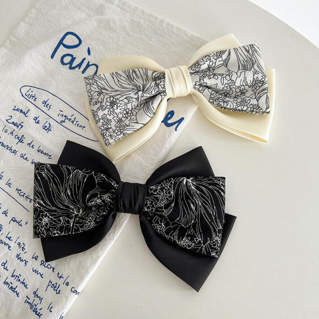 Sweet bow two layer large size french barrette hair clips