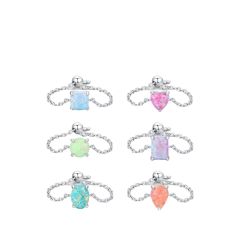 925 sterling silver colorful opal stone adjustable rings