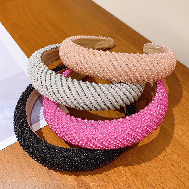 Korean fashion baroque beaded padded headband