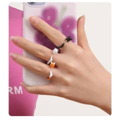 Y2K sweet kitty color enamel openning rings