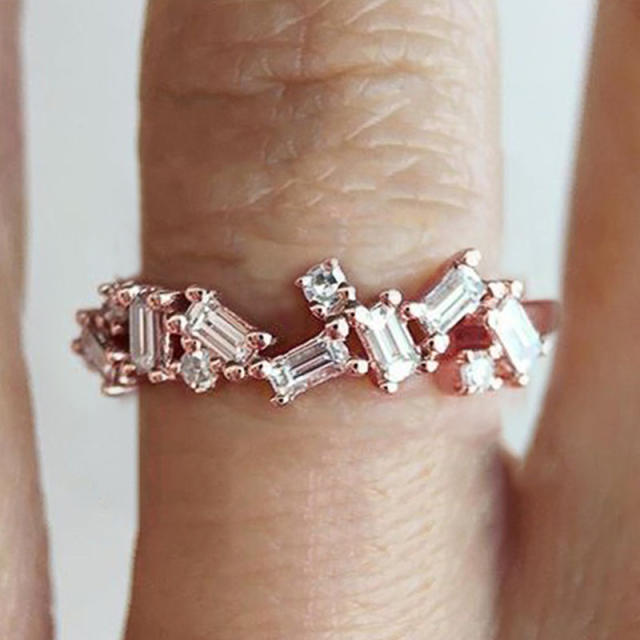 Delicate cubic zircon statement dainty copper rings tail rings