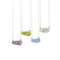 Y2K color enamel geometric shape dainty copper necklace