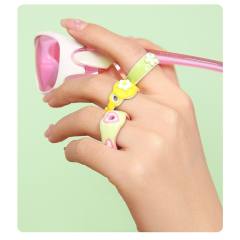 Y2K spring green color enamel cute adjustable copper rings