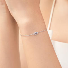 925 sterling silver dainty evil eye women bracelet
