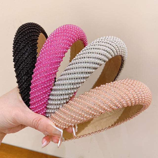 Korean fashion baroque beaded padded headband
