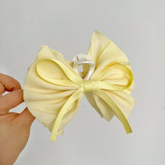 Sweet plain yellow color bow headband hair clips